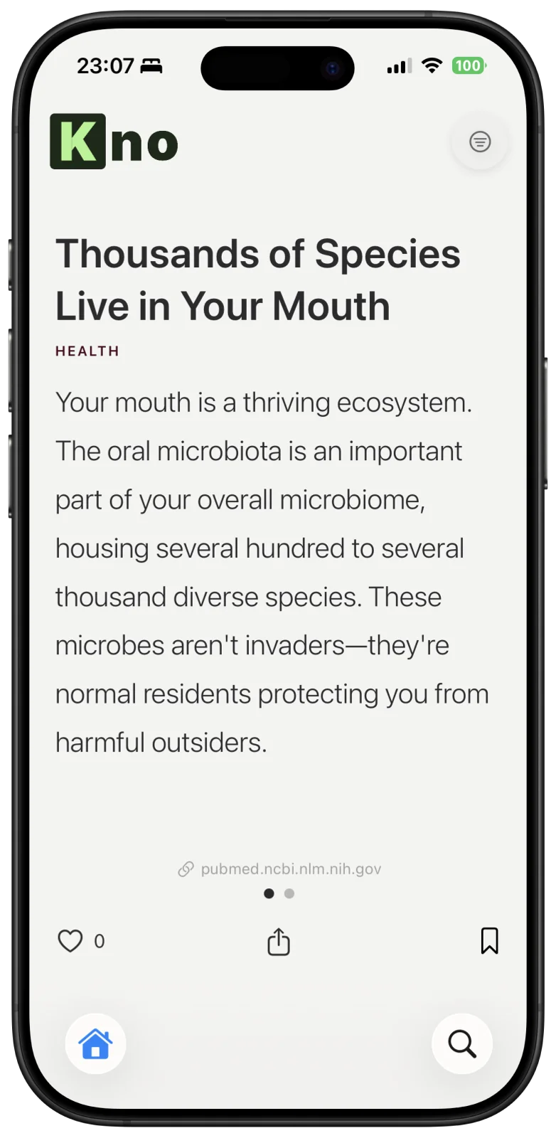 Phone showing a swipeable fact card